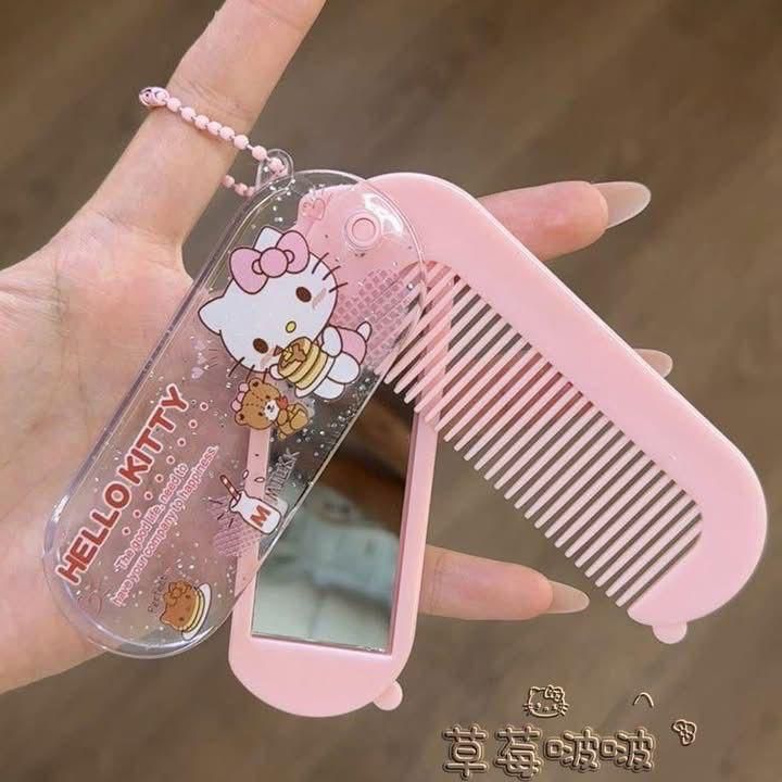 Sanrio Characters Foldable Mirror & Comb Set | Hello Kitty Cinnamoroll Kuromi (Random Color)