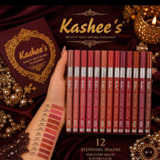 Kashee's Matte Lip Pencil Cryon Lipstick | 12 Stunning Shades | Long-Lasting Lip Liner