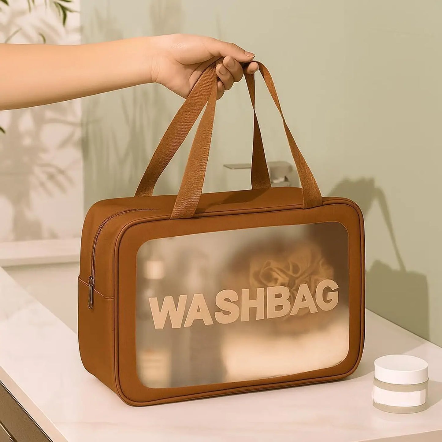 Transparent PVC Washbag Travel organiser for Toiletries and Skin care items multipurpose (Minor Fault)