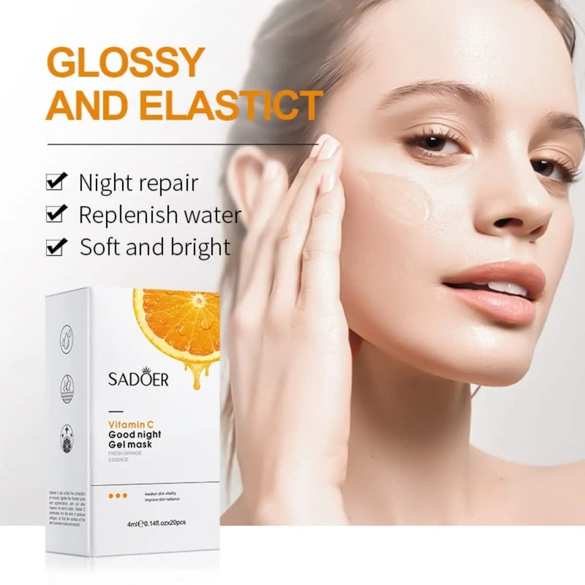 SADOER Vitamin C Good Night Sleep Gel Mask – Fresh Orange Essence 4ml × 20 pcs