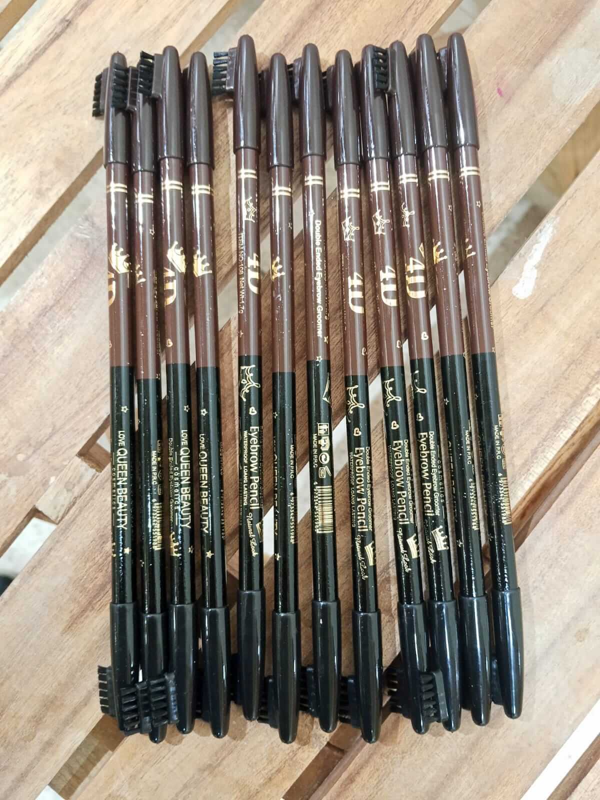 QUEEN BEAUTY Eyebrow Pencil With Brush Pack Of 12