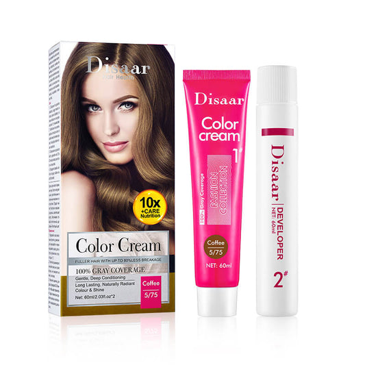 Disaar Hair Color Cream with Developer 100% grey coverage
