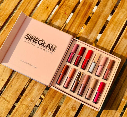 Siheglane Matte and Shine Lipgloss eyeshadow Highlighter Set Of 12