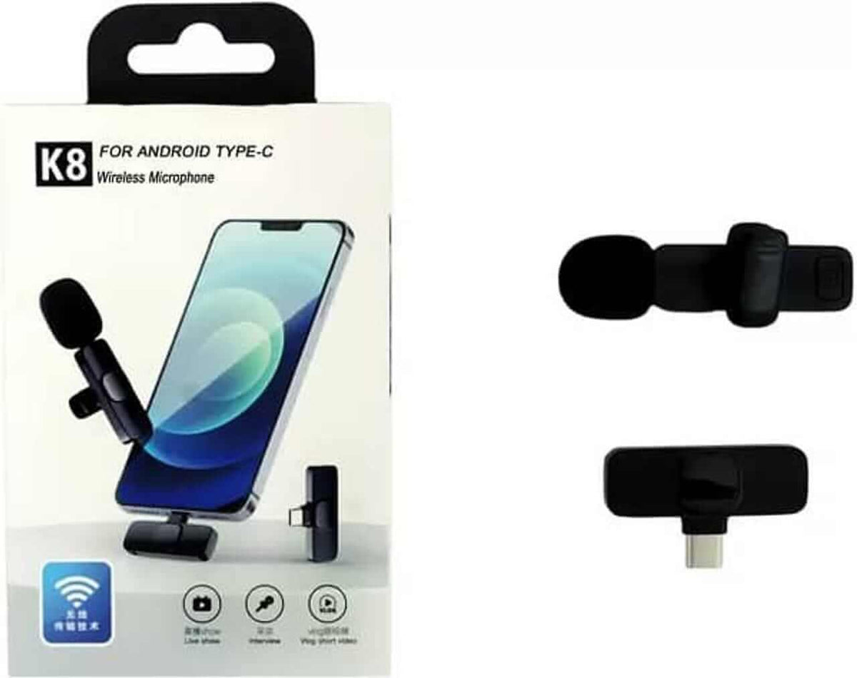 K8 Wireless Bluetooth Clip On Microphone (Single Mic)