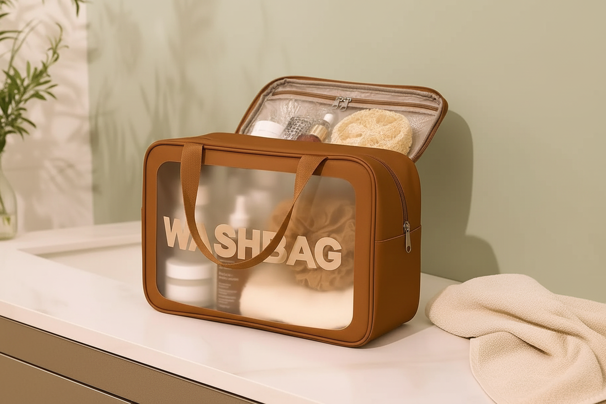 Transparent PVC Washbag Travel organiser for Toiletries and Skin care items multipurpose (Minor Fault)