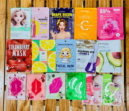 Deal of 16pcs Face Sheet Mask Including Lip &amp; Eye Mask Patches