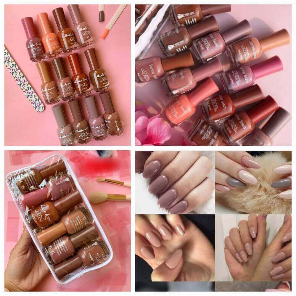 Xuancia Nude vitamin Permanent Nail Paint Set Of 12