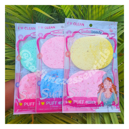 Sweet Beauty I Love Puff Exfoliating Face Cleansing Sponge – 2PCS