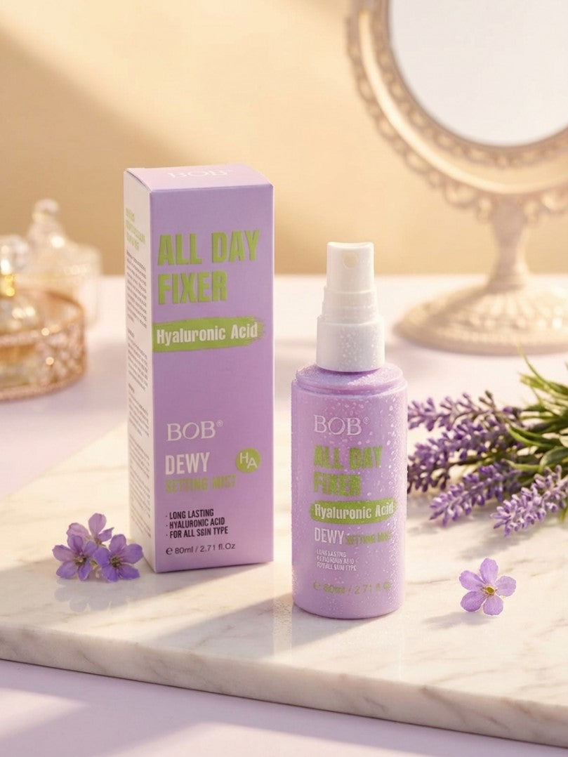 BOB All Day Fixer Setting Mist – Vitamin C Matte & Hyaluronic Acid Dewy Makeup Spray 80ml