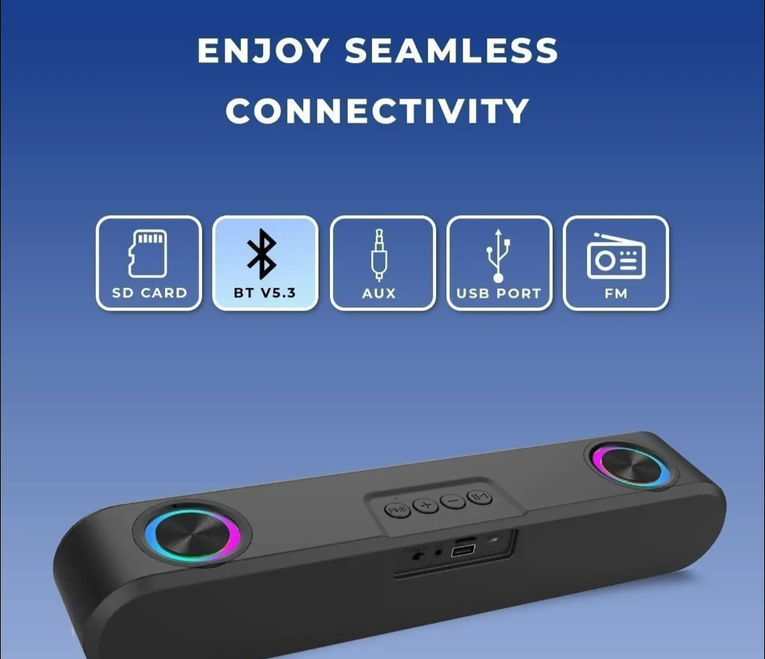 Astro SP-50 Bluetooth Soundbar Speaker with RGB Lights | BT 5.3 | FM | AUX | USB | SD Card(Random Colors)