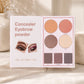 Concealer and Eyebrow Powder Palette open showing 7 shades including Gold Lust, French Kiss, Bold Moves, Tenties, Taupe, Medium Brown and Purple