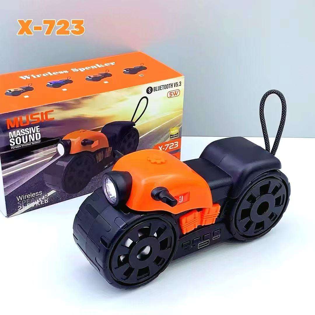 X-723 Wireless Bluetooth Speaker – Motorcycle Design | 5W Bass Audio | BT 5.3(Random Colors)