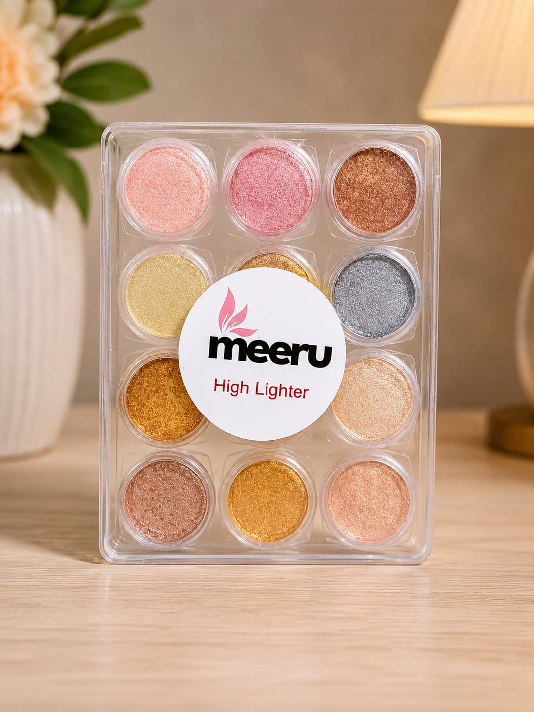 Meeru Eyeshadow Pigment Set – 12 Shades | Metallic & Shimmer Loose Powder