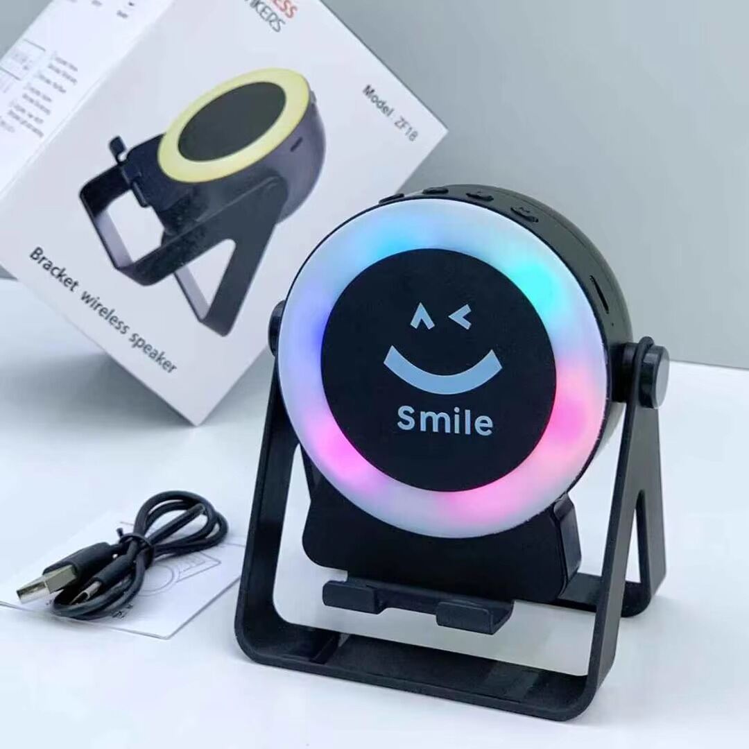 ZF18 Smile Bracket Wireless Bluetooth Speaker 🔊😊
Portable Desktop Speaker With A Phone Stand/Bracket And RGB Lighting