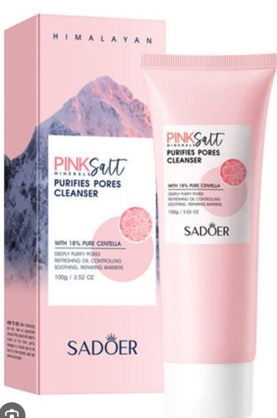 Sadoer Pink Salt Purifies Pores With 18% Pure Centella Cleanser 100g