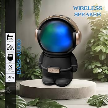 808 Astronaut Wireless Bluetooth Speaker – RGB LED | 5W Bass | TF Card | USB(Random Colors)