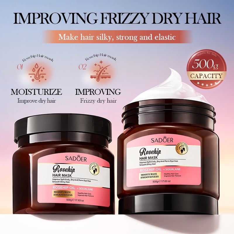Sadoer Rosehip Hair Mask with Squalane 500g – Moisturize & Smooth Frizzy Dry Hair