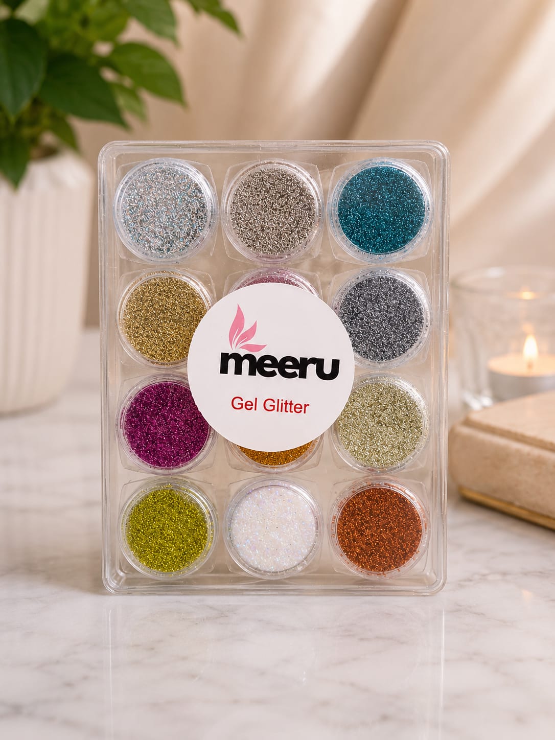 Meeru Eyeshadow Pigment Set – 12 Shades | Metallic & Shimmer Loose Powder