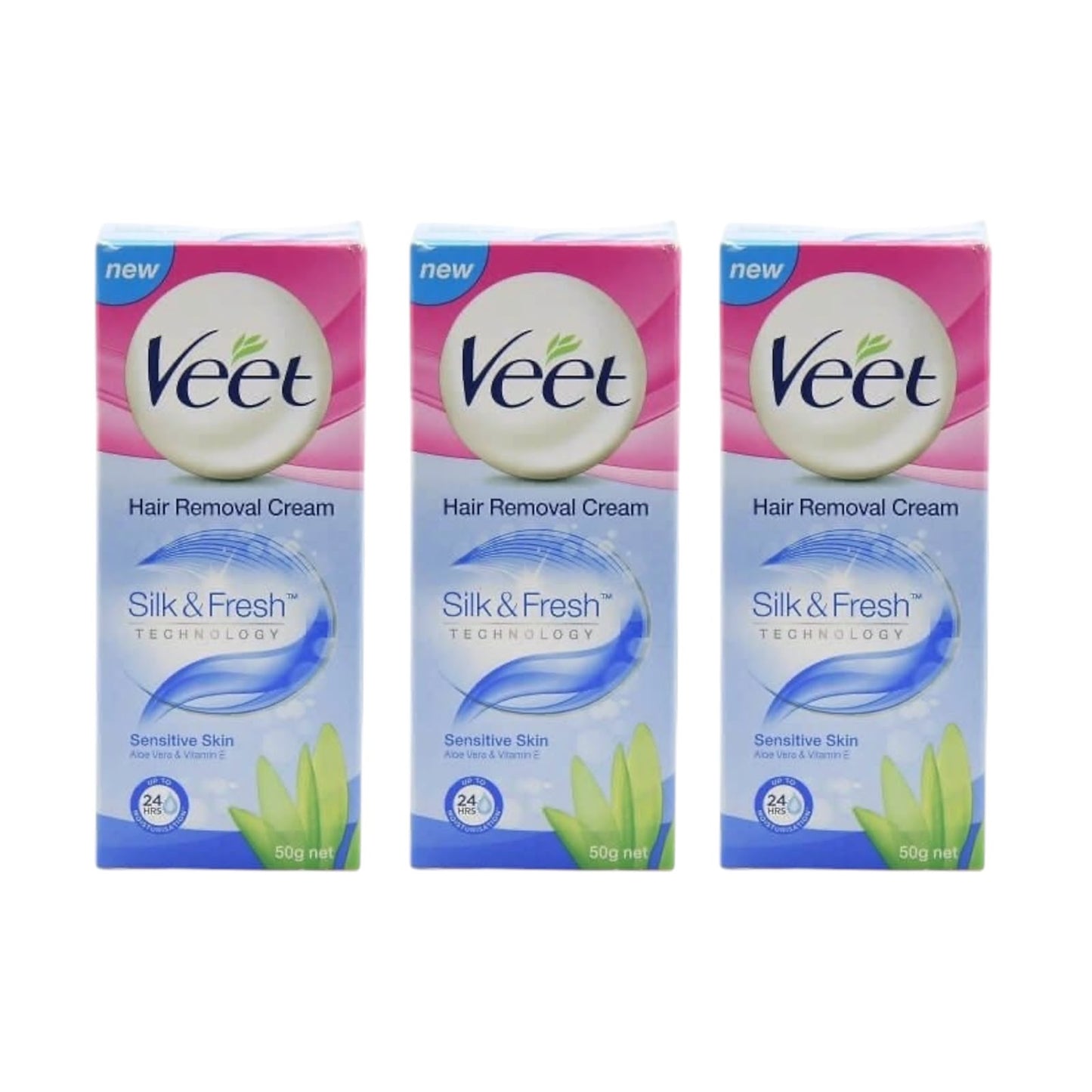 Veet Silk & Fresh Hair Removal Cream – Sensitive Skin (Aloe Vera & Vitamin E) set of 5