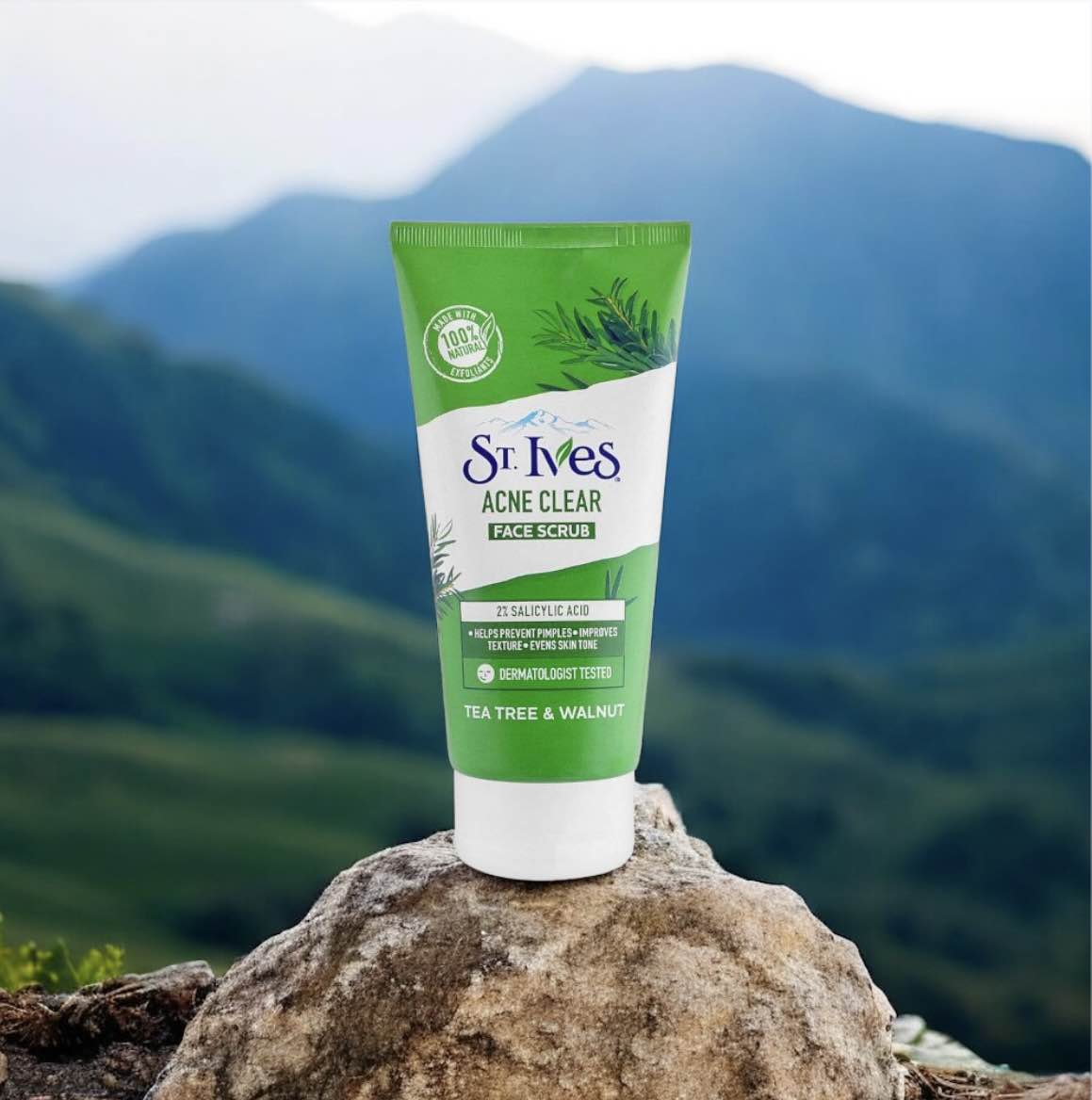 St. Ives Acne Clear Face Scrub – Tea Tree & Walnut with 2% Salicylic Acid