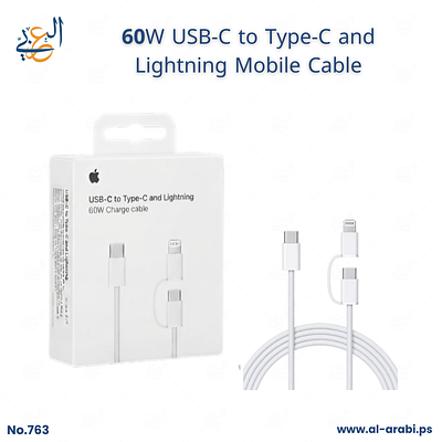 60W USB-C to Type-C & Lightning Dual Charging Cable