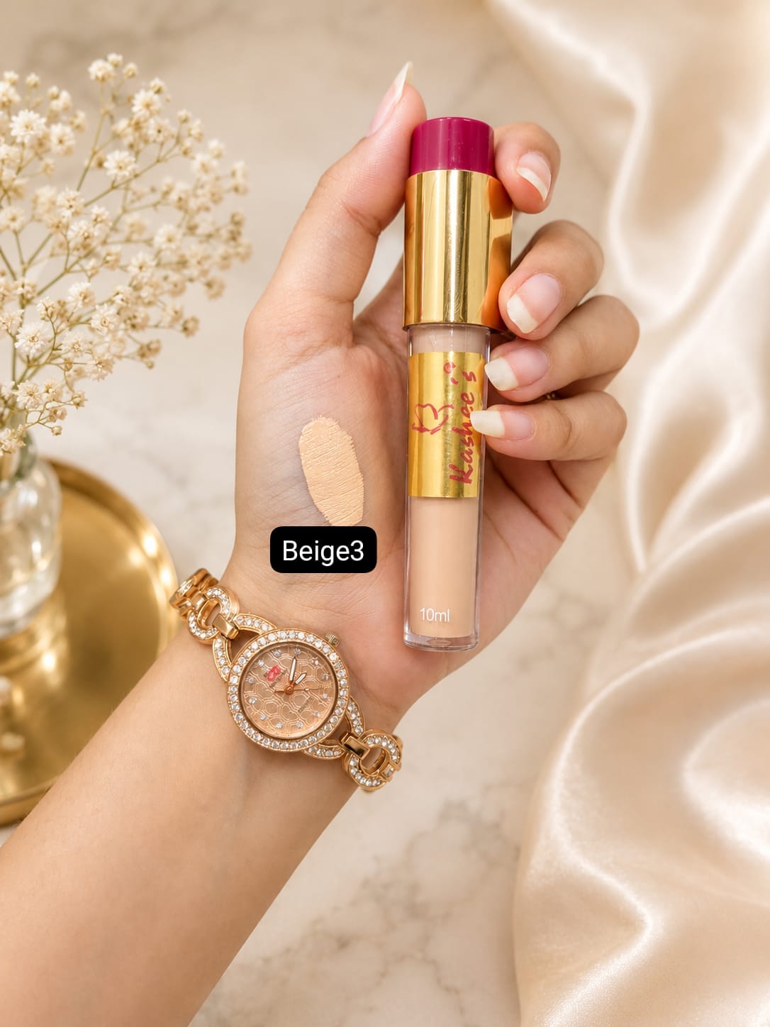 Kashee's 2-in-1 Foundation & Concealer – Fair1, Ivory6 & Beige3 | Full Coverage 10ml