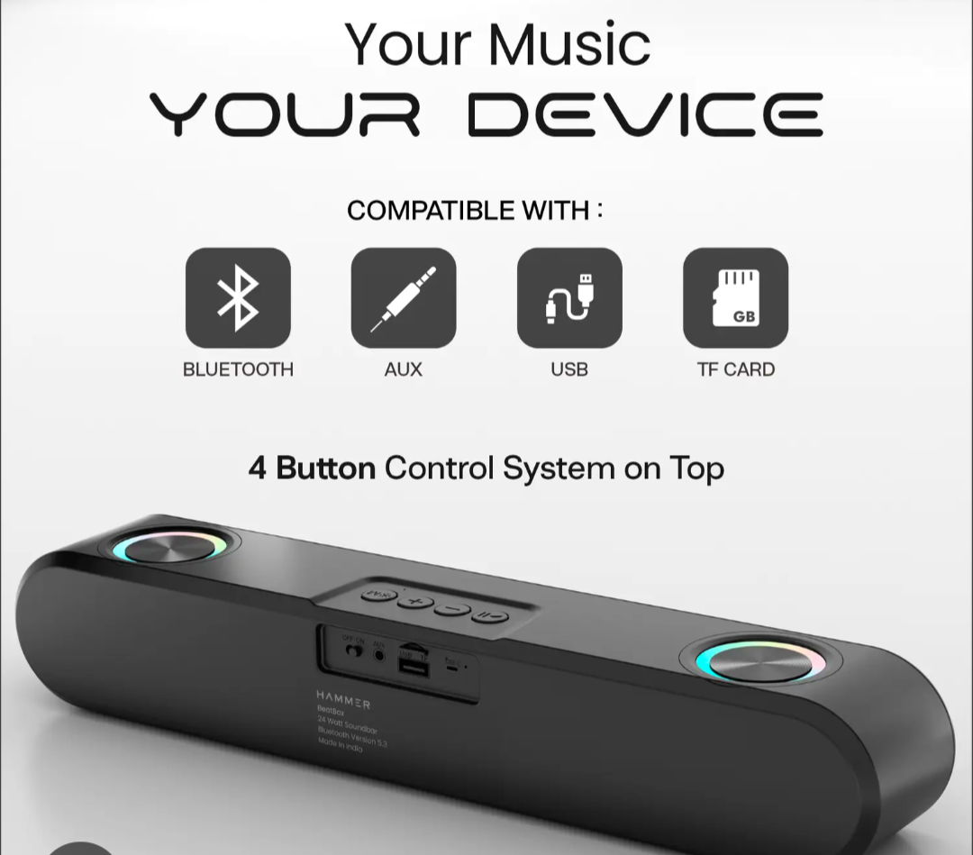 Astro SP-50 Bluetooth Soundbar Speaker with RGB Lights | BT 5.3 | FM | AUX | USB | SD Card(Random Colors)