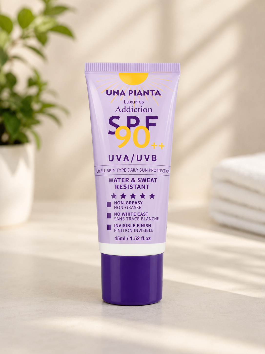 UNA PIANTA Sunscreen UVA/UVB protection SPF90++ Sunblock 45ml