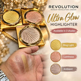 Set Of 3-Makeup Revolution Ultra Glow Highlighter – Ring Light, Luminous & Ambient