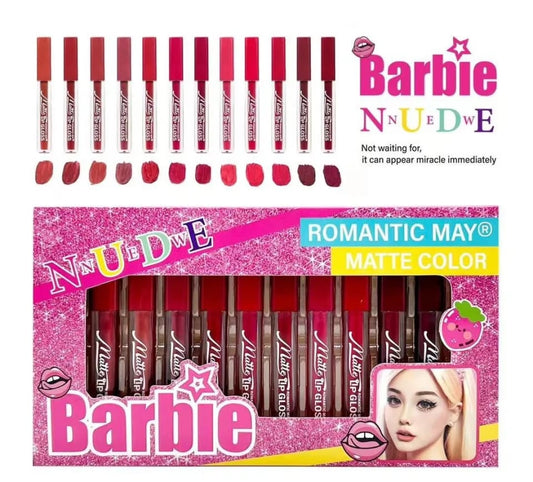 Romantic May Nude Matte Lip Gloss Set – 12 Nourishing Shades