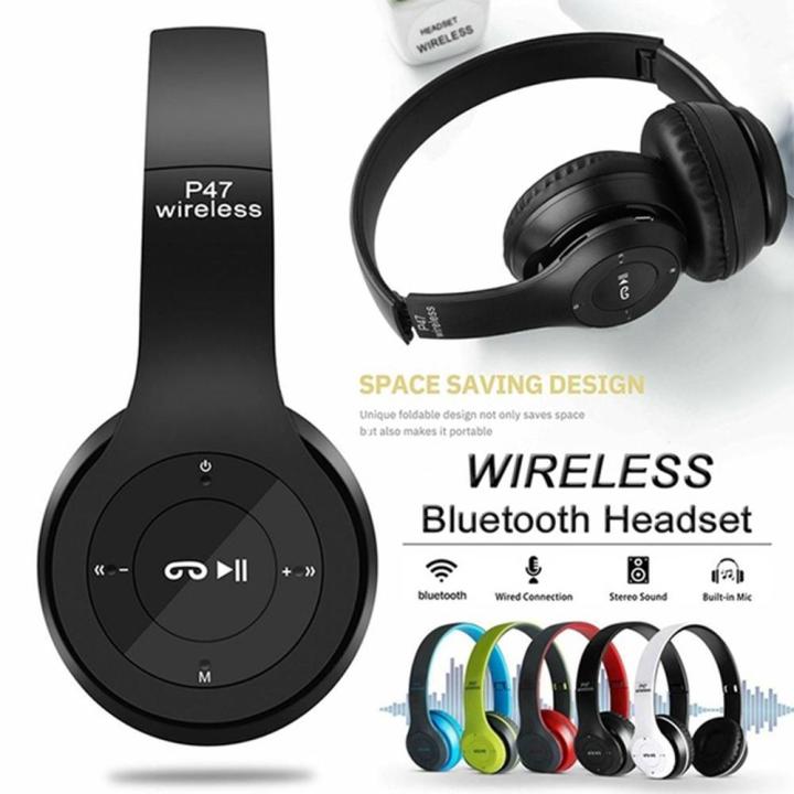 P47 Wireless Bluetooth Headphones – Foldable Over-Ear Headset with Built-in Mic(Random Colors)