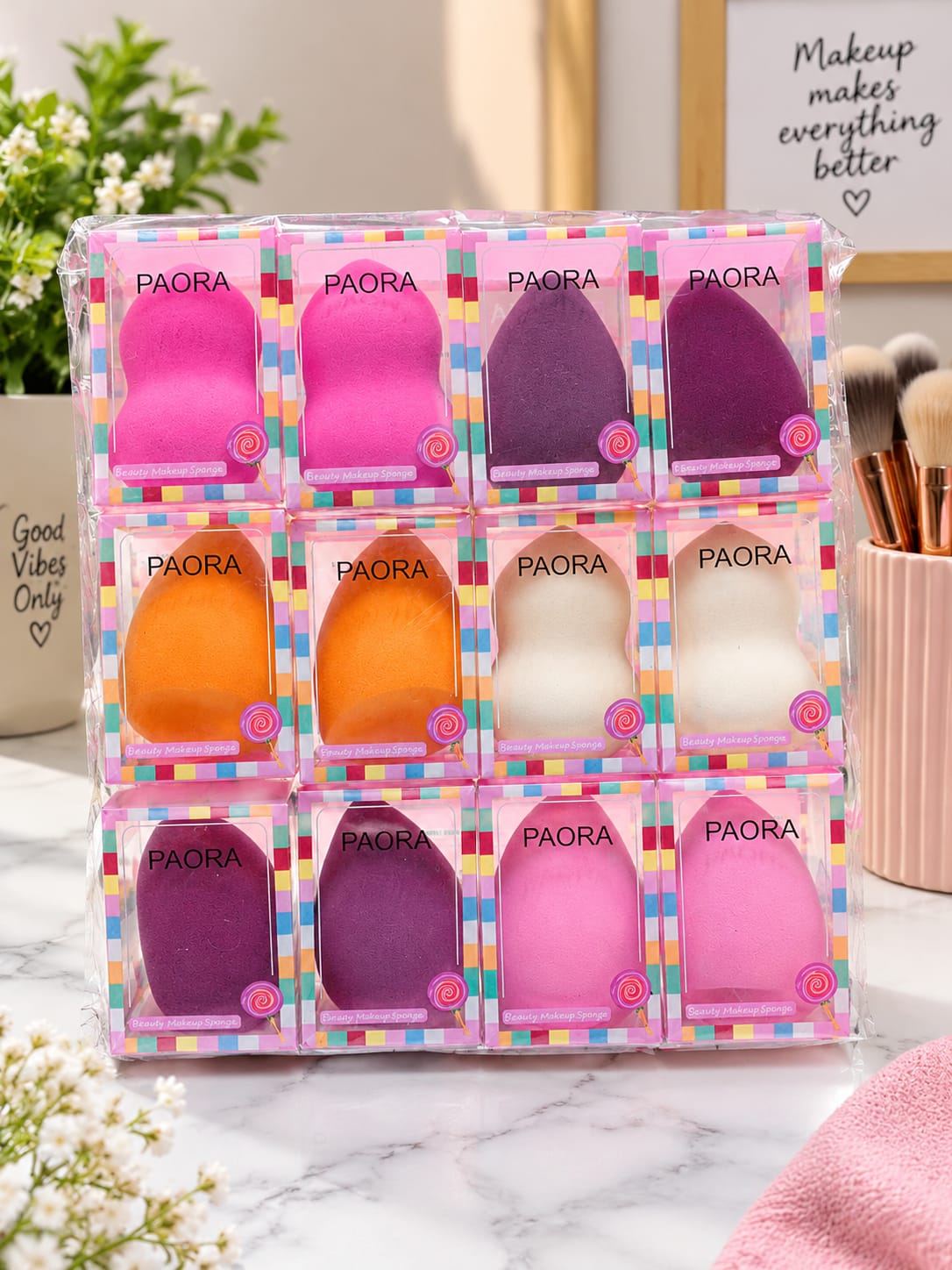 PAORA Beauty Makeup Sponge – 12-Piece Multicolor Makeup Blender Set