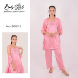 Body Girl BG0013 – 3-Piece Satin Nightwear Set for Women