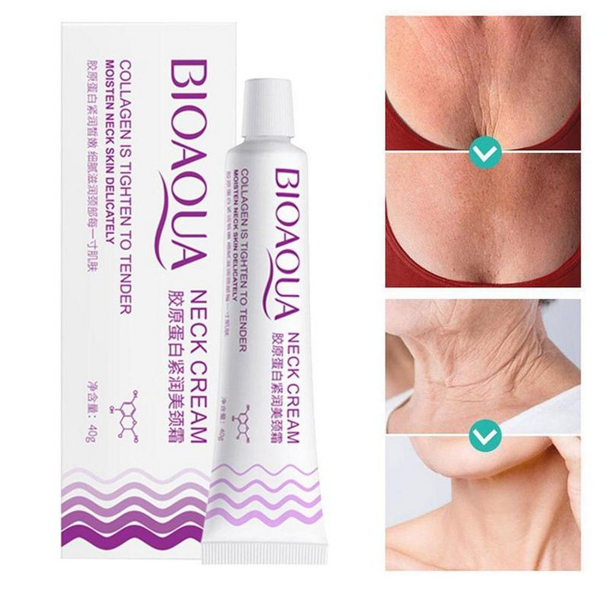 BIOAQUA Collagen Neck Cream – Anti-Wrinkle & Firming Neck Treatment (40g)