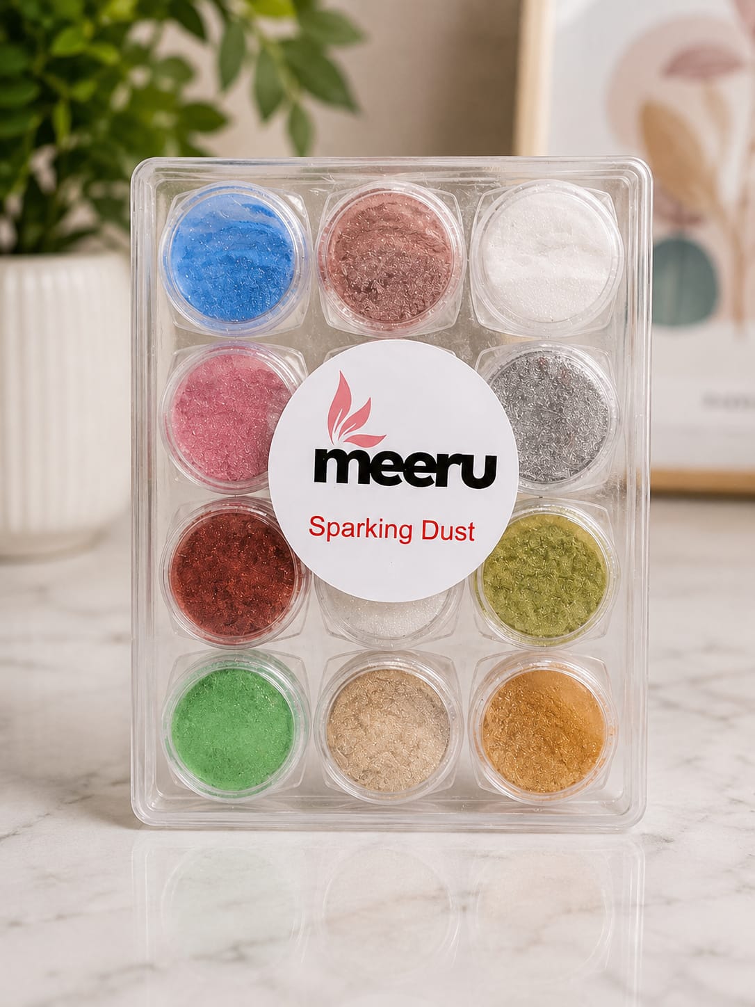 Meeru Eyeshadow Pigment Set – 12 Shades | Metallic & Shimmer Loose Powder