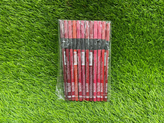 Eveline Beauty Eyeliner & Lipliner Pencil Set – Long Lasting Intense (Pack of 12)