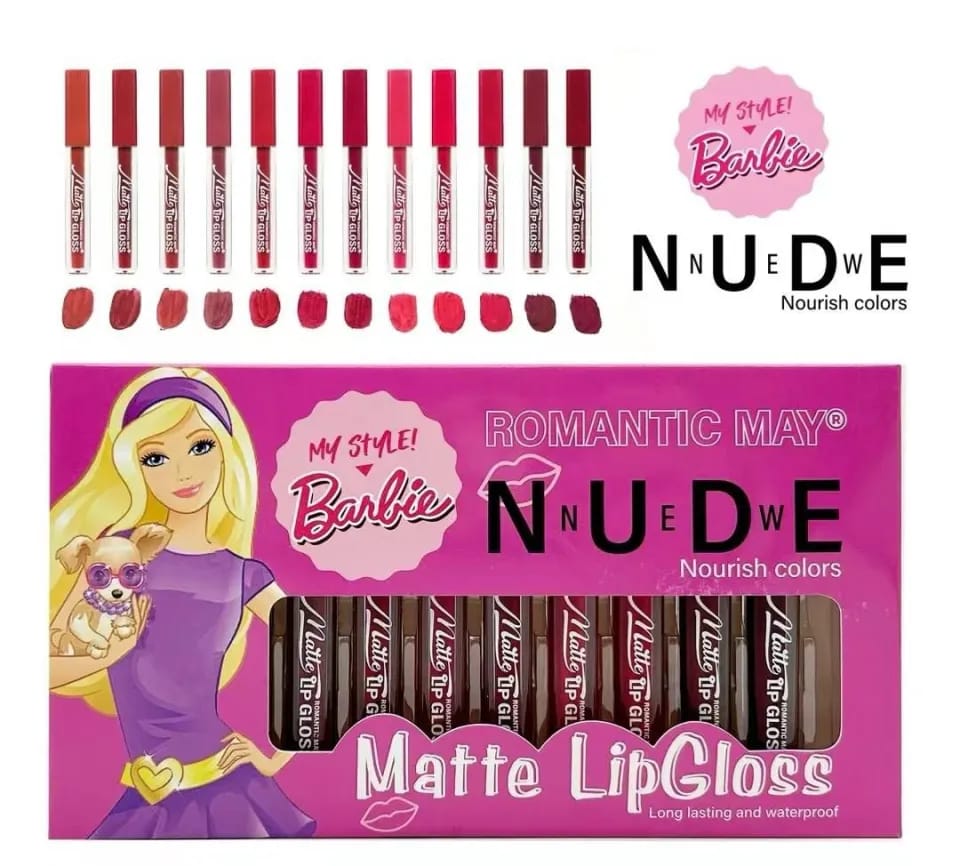 Romantic May Nude Matte Lip Gloss Set – 12 Nourishing Shades
