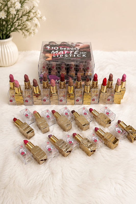 3Q Beauty Matte Lipstick Set of 24 Lipstick(Gold Edition)