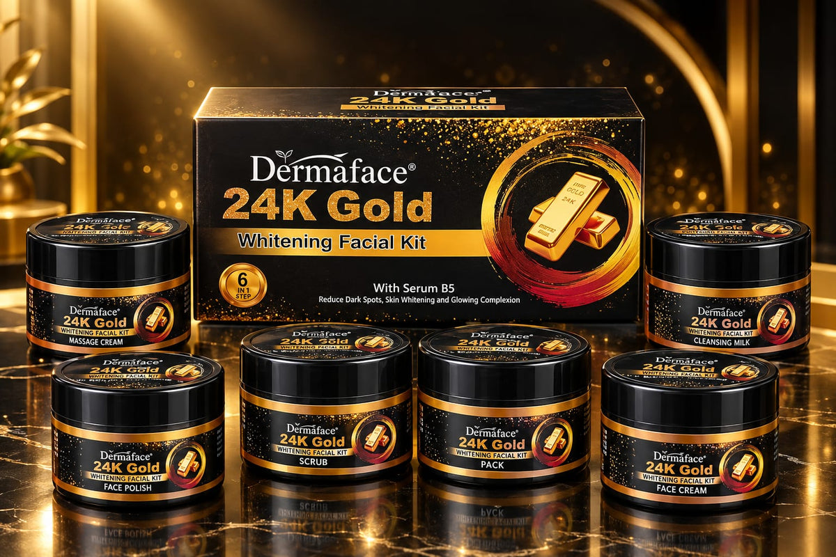 Dermaface 24K Gold Whitening Facial Kit – 6-Piece Set
