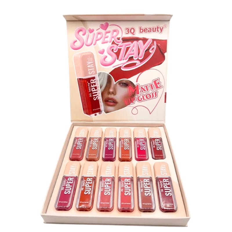3Q Beauty Super Stay Matte Lip Gloss Set – 12 Shades