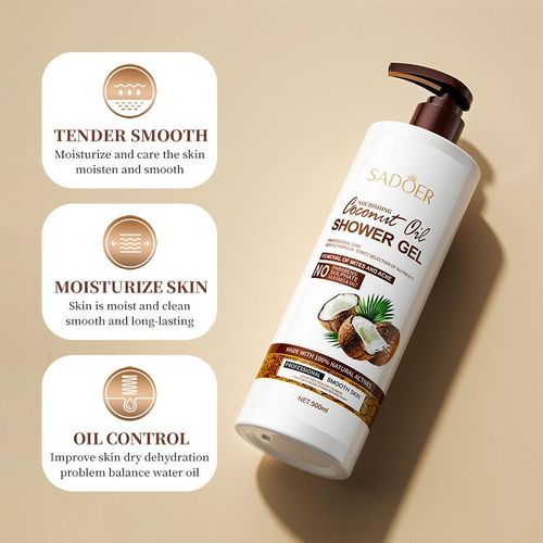 Sadoer Nourishing Coconut Oil Shower Gel 500ml – Deep Moisturising Body Wash