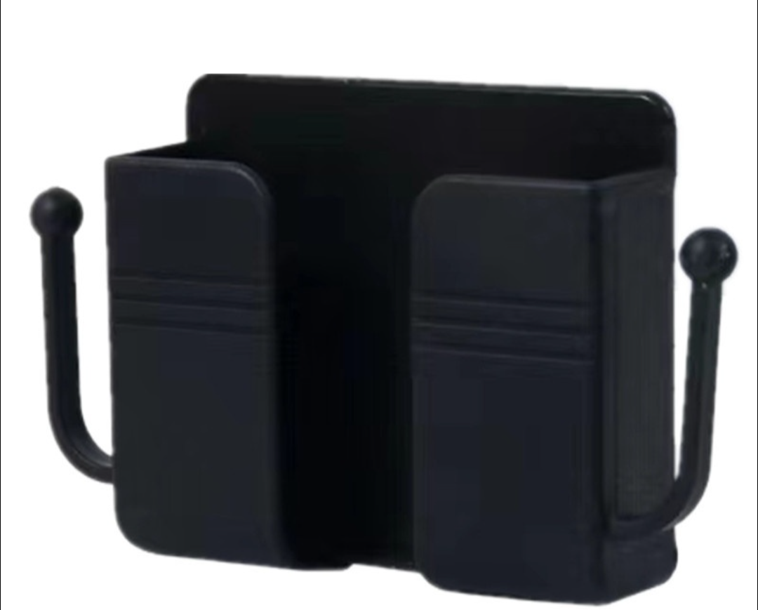 Wall-Mounted Phone Holder & Charging Organizer with Side Hooks