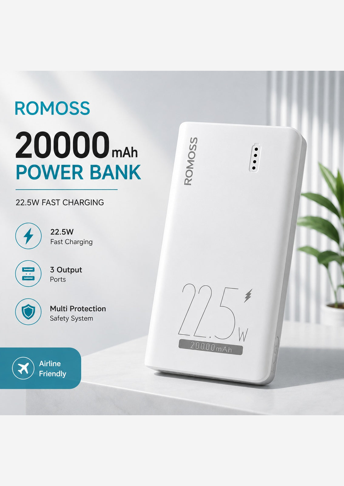 ROMOSS 20000mAh 22.5W Fast Charging Power Bank