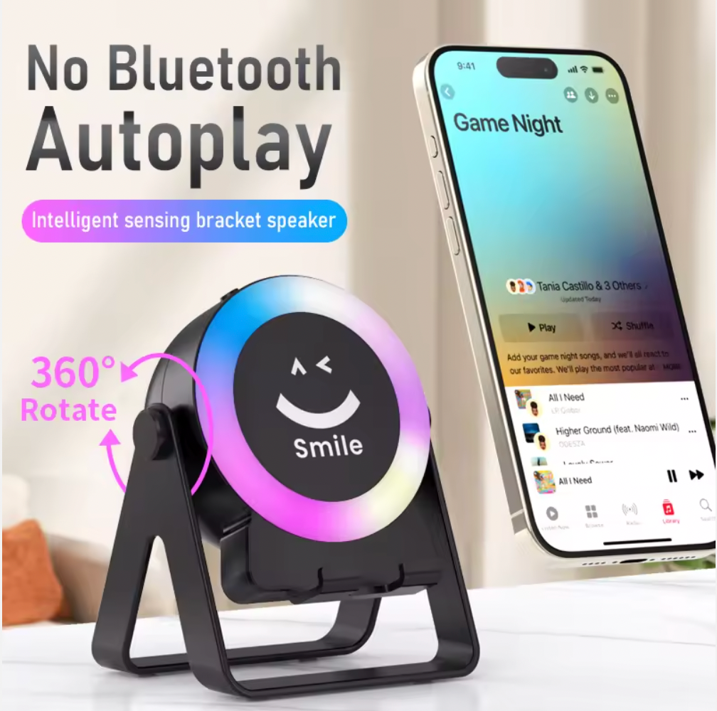 ZF18 Smile Bracket Wireless Bluetooth Speaker 🔊😊
Portable Desktop Speaker With A Phone Stand/Bracket And RGB Lighting