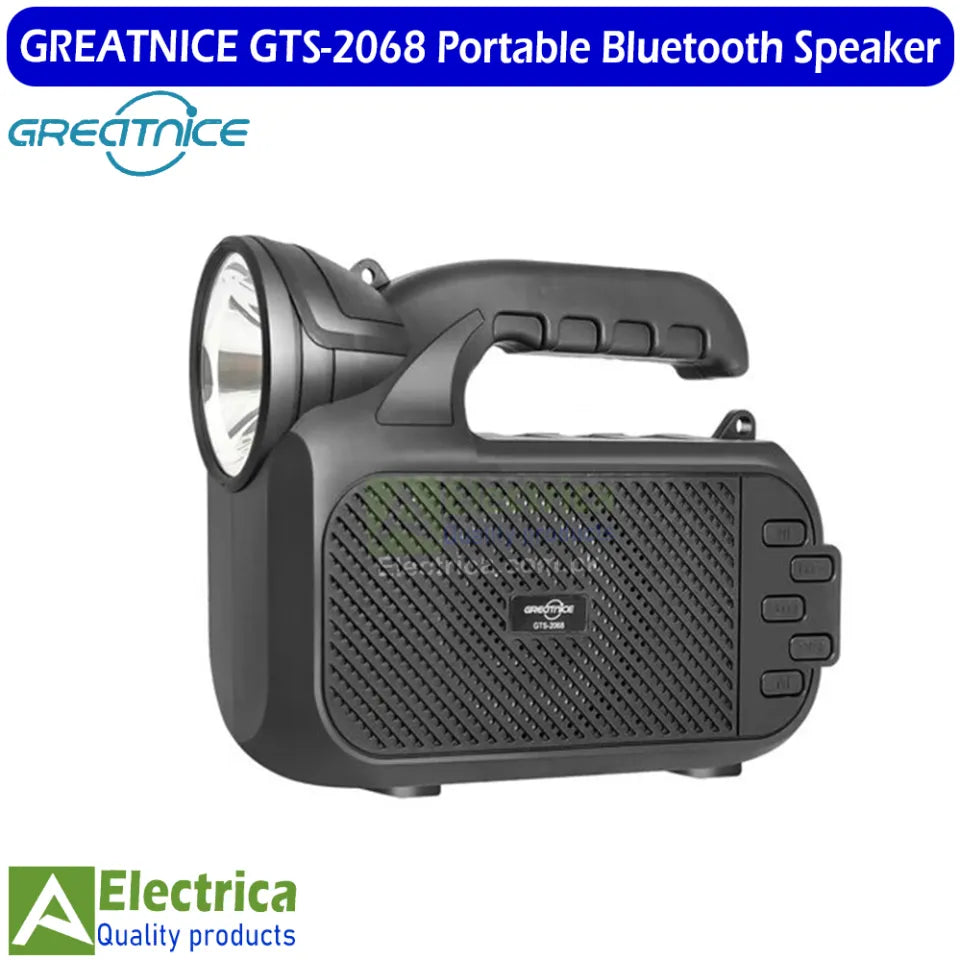 GREATNICE GTS-2068 Portable Wireless Bluetooth Speaker with Solar Panel, Flashlight & Shoulder Strap