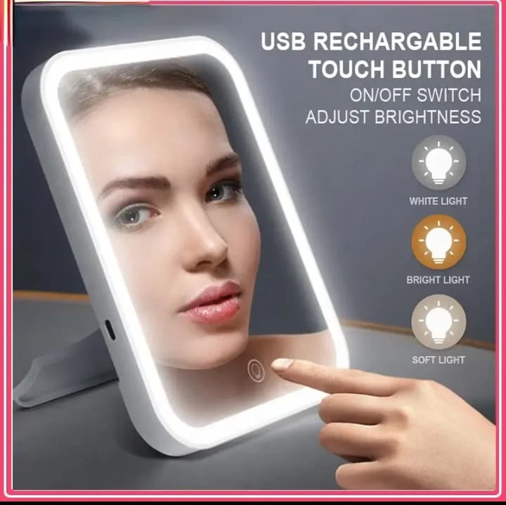 KBroad Mirror Wireless Speaker (Model: KTS-2221), a tabletop makeup vanity mirror featuring built-in LED front lighting and an integrated wireless Bluetooth speaker