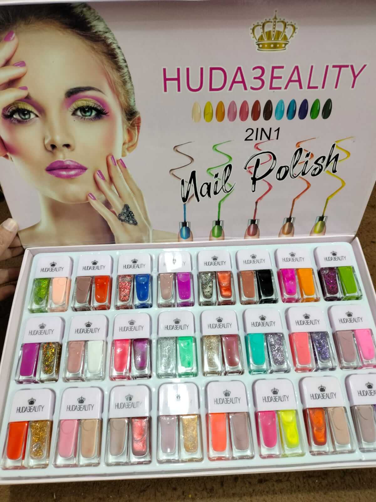 Huda Beauty Glitter set of Nail Paint 24 sets in 1 box – Fife Store