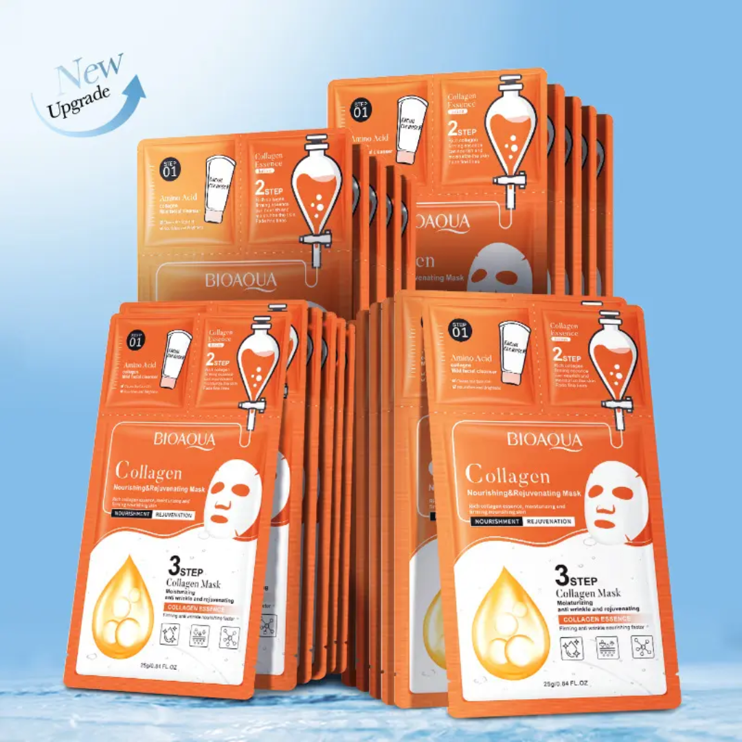 BIOAQUA 3steps Facial Mask ( Lotion essence, Cleanser, facial Sheet mask ) pack of 10 - Image 4