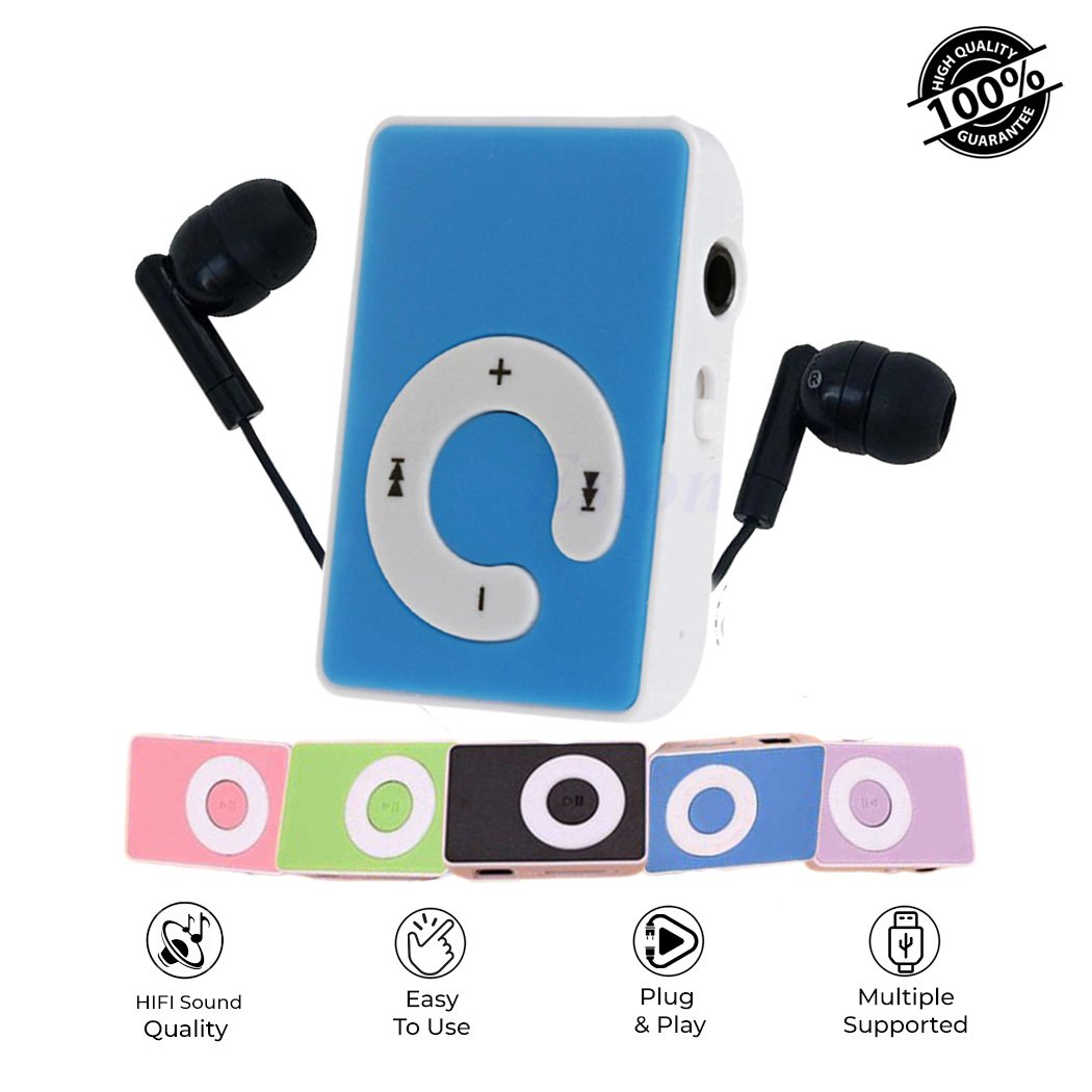 Mini MP3 MP4 Player USB Flash Disk Rechargeable with Charging Cable and Handsfree (Random Color)