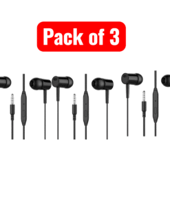 Pack of 3 Best Quality Handsfree with Stereo sound android with Silicone Buds (Black)